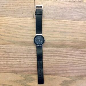 Skagen watch with black leather band